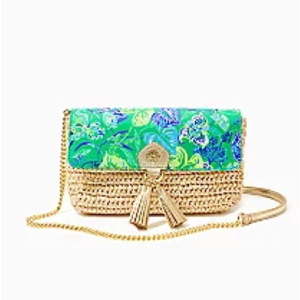 Lilly Pulitzer Botanical Garden Flutter Straw Crossbody NEW